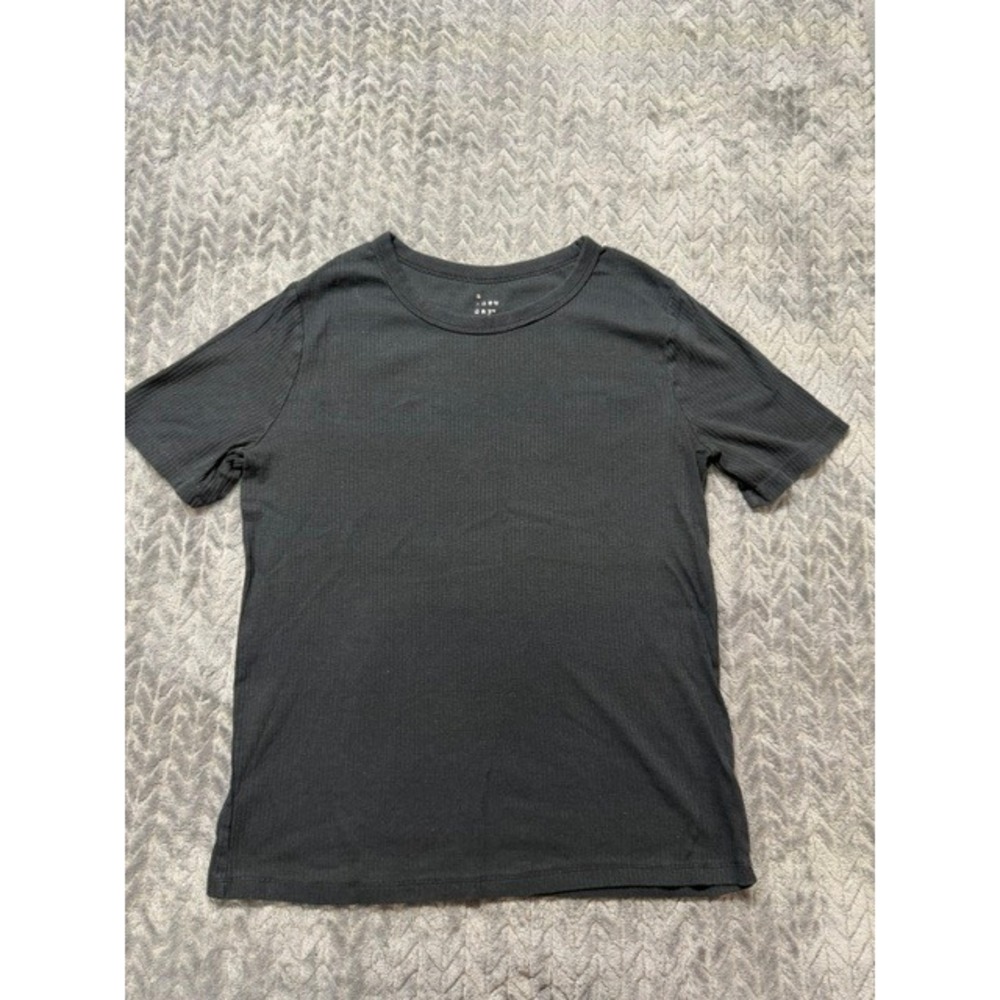 A New Day Womens XL Dark Gray Ribbed Short Sleeve Crew Neck T-Shirt 0631